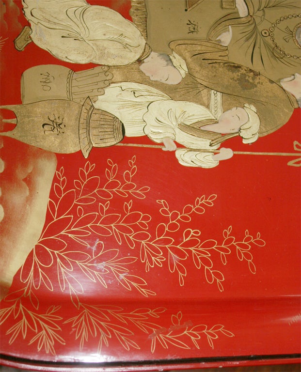Red Tole Chinoiserie Tray Table. English, Circa 1825 For Sale 2