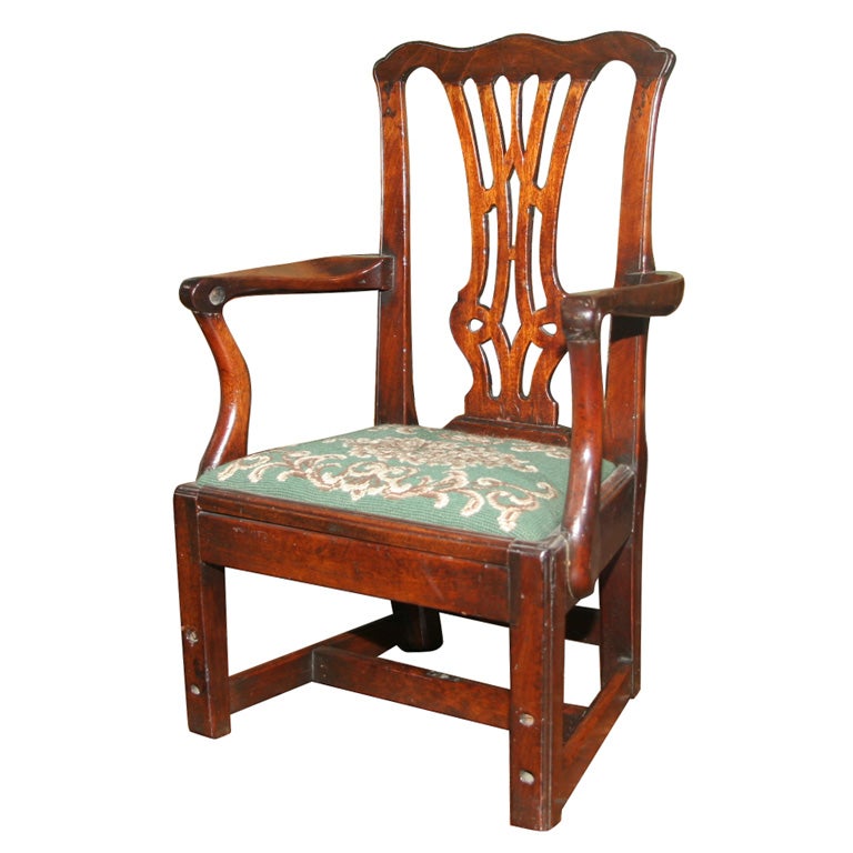 Chippendale Period Antique Carved Mahogany Child's Chair. English, Circa 1775 For Sale