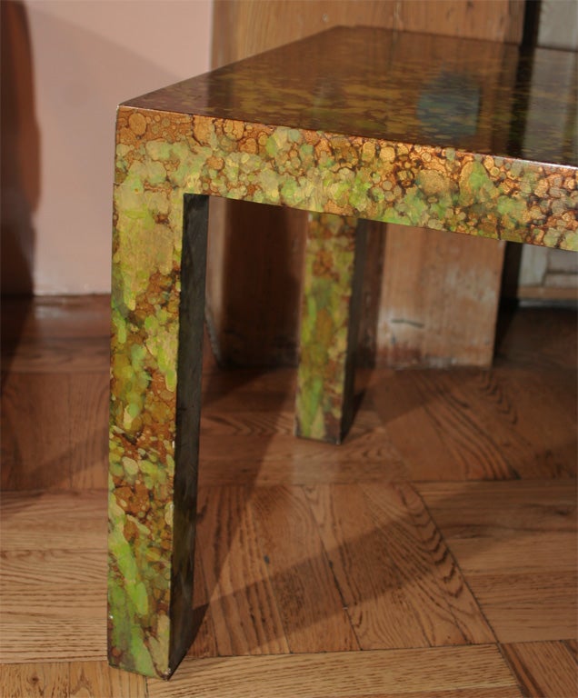 A Vintage Parsons Low Table with a Faux Tortoiseshell Finish