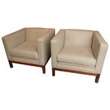 Pair of Club Chairs in Linen Pair of Club Chairs in Linen