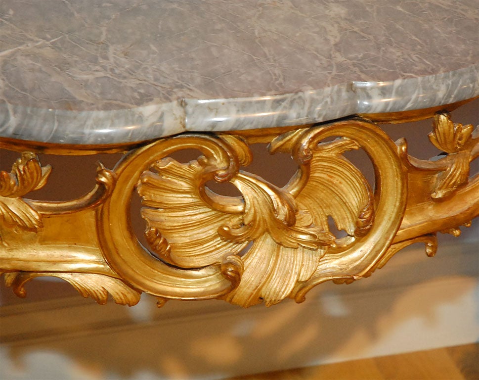 18th Century and Earlier Louis XV Gilt and Grey Marble Top Console from the S. of France