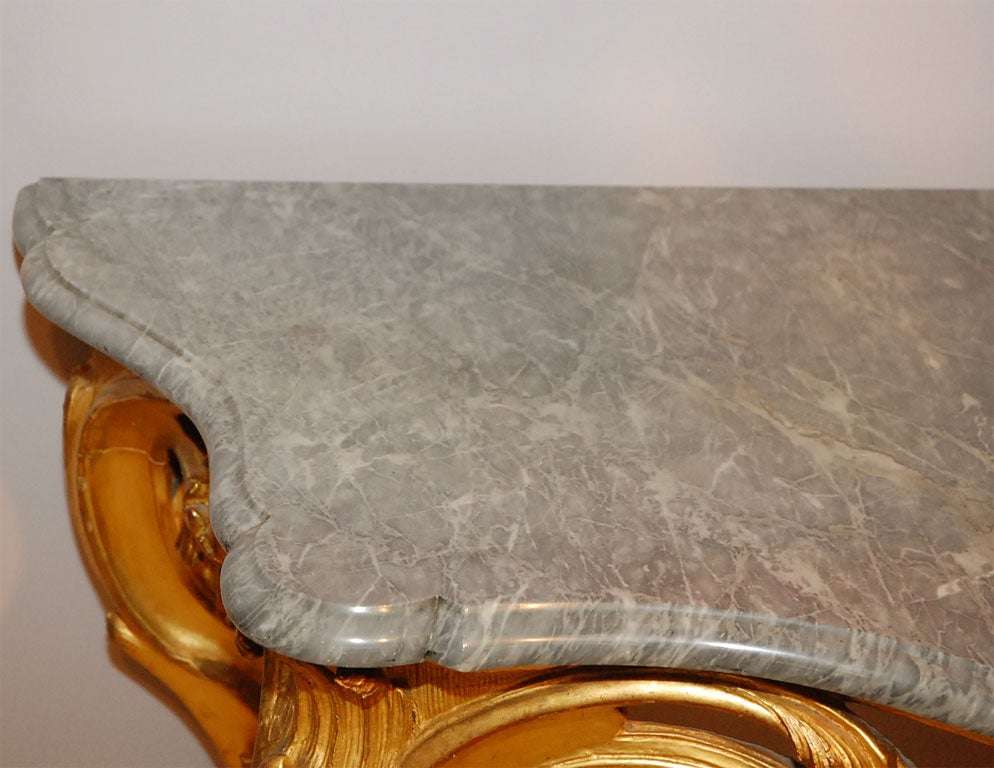 Louis XV Gilt and Grey Marble Top Console from the S. of France 1