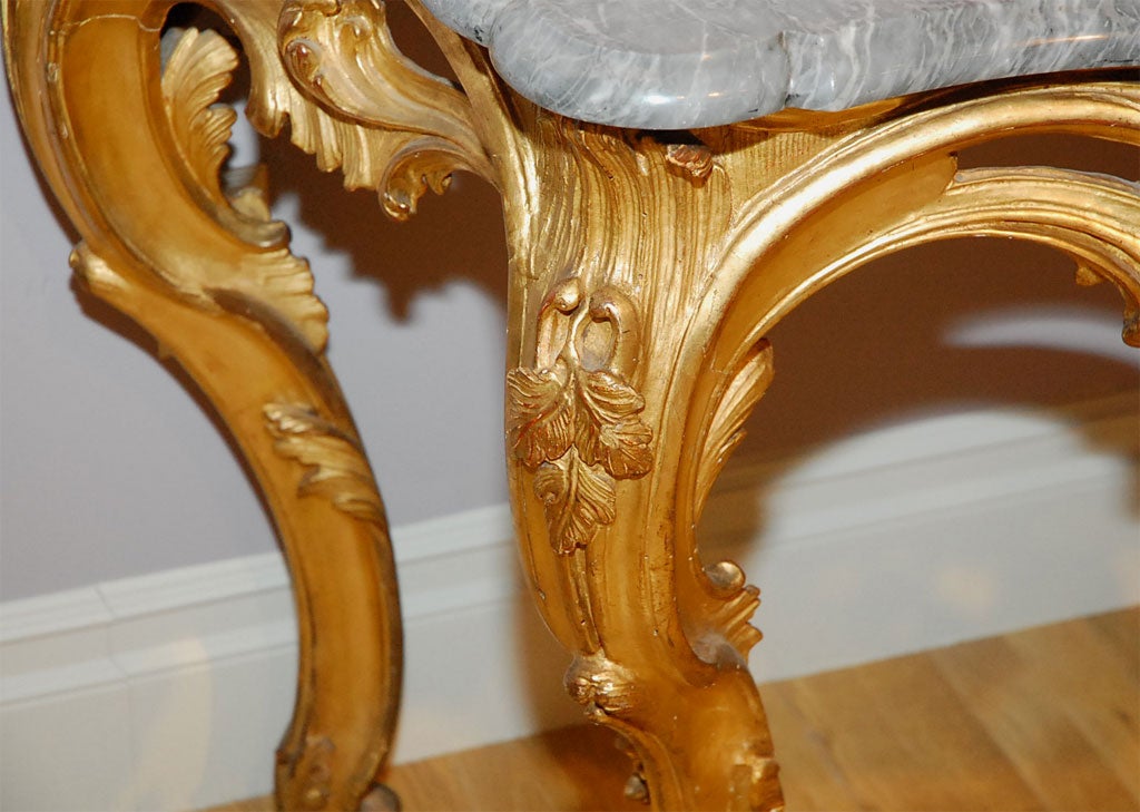 Louis XV Gilt and Grey Marble Top Console from the S. of France 2