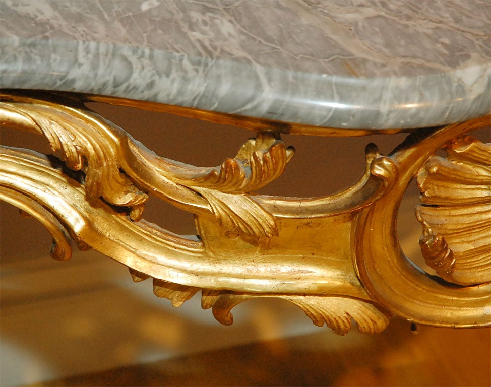 Louis XV Gilt and Grey Marble Top Console from the S. of France 3