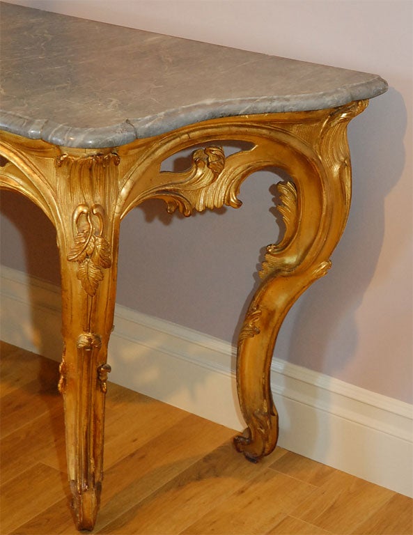 Louis XV Gilt and Grey Marble Top Console from the S. of France 4