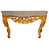 Antique Louis XV Gilt and Grey Marble Top Console from the S. of France