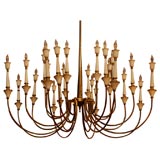 Impressive Italian 24 light brass and enamel chandelier