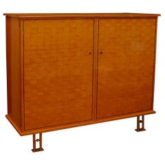 Sycamore Parquetry Armoire with Bronze Supports by Jules Leleu