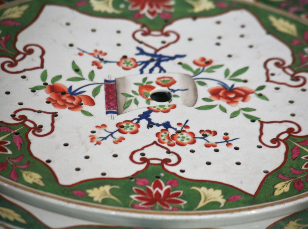English 19th C. Porcelain Large Meat Platter with Matching Drainer 