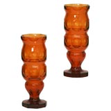 Pair of Bohemian Hand Blown Amber Vases