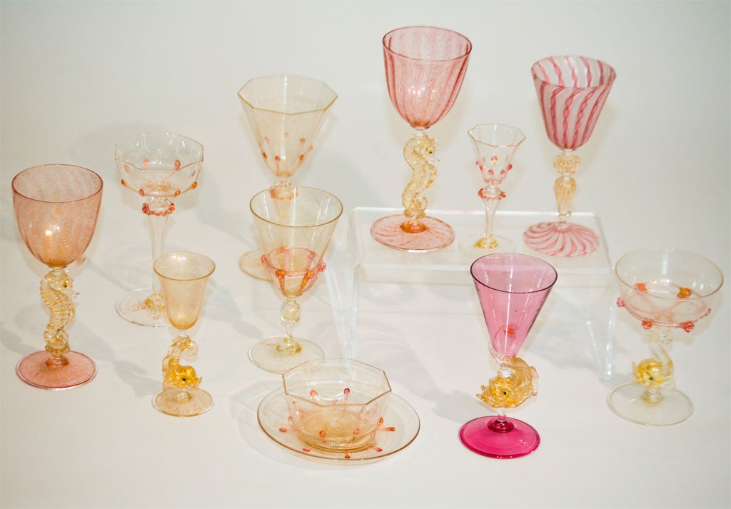 Stemware Examples Examples of Sets of Hand Blown Venetian Stemware For Sale at 1stDibs