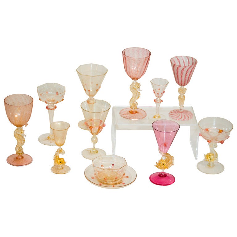 Examples of Sets of Hand Blown Stemware For Sale at 1stDibs