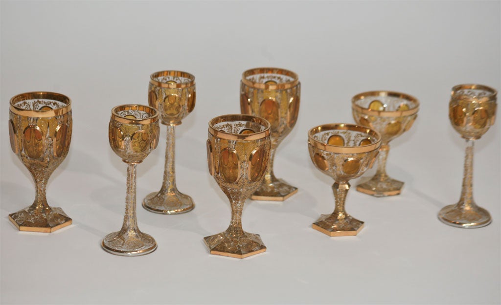 Czech 19th Century Moser Stemware Service for 12-36 Pieces