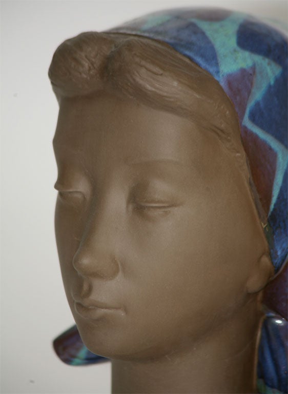 Royal Copenhagen Terracotta Female Bust Signed Hedegaard 2