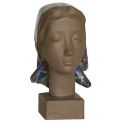 Royal Copenhagen Terracotta Female Bust Signed Hedegaard 10