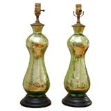 PAIR OF CHARTREUSE MERCURY GLASS LAMPS