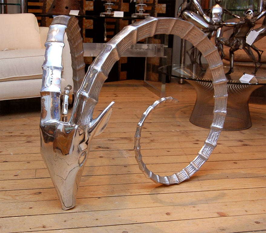 RARE ALUMINUM STAG DESIGN SCULPTURAL DINING TABLE BASE