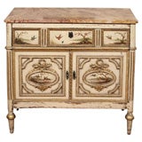 Antique Painted Marble Top Cabinet