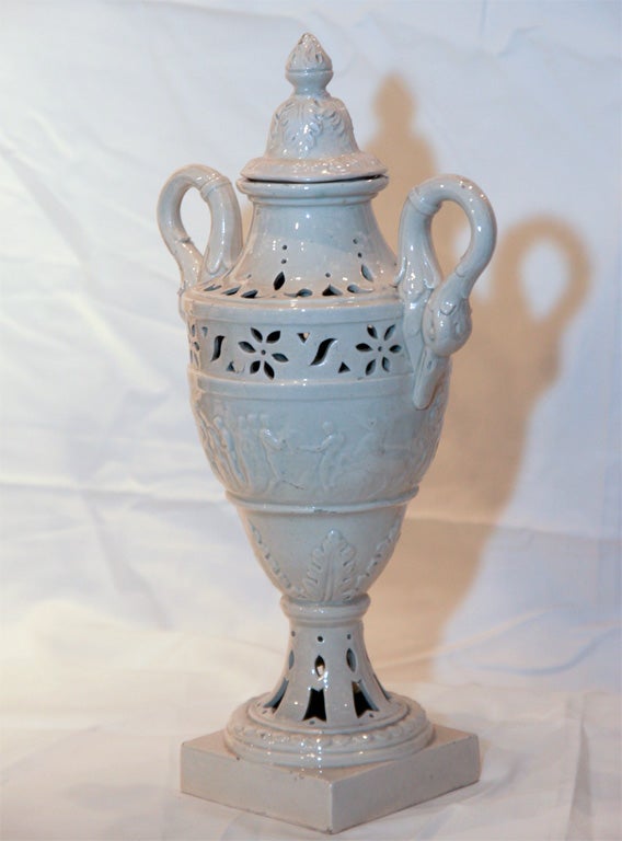 Pair of Pierced Creamware Vases