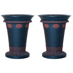 Pair of Wedgwood Encaustic Black Basalt Vases