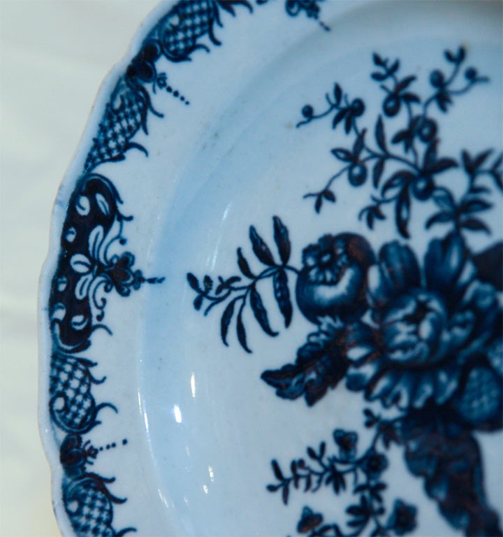 Porcelain A Set of 6 Blue and White Dr. Wall Worcester Plates
