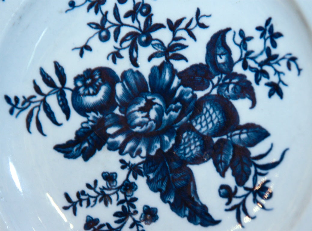 English A Set of 6 Blue and White Dr. Wall Worcester Plates