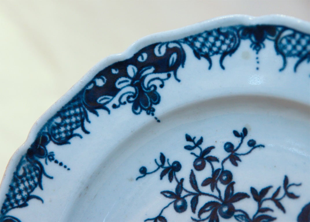 A Set of 6 Blue and White Dr. Wall Worcester Plates In Excellent Condition In Katonah, NY