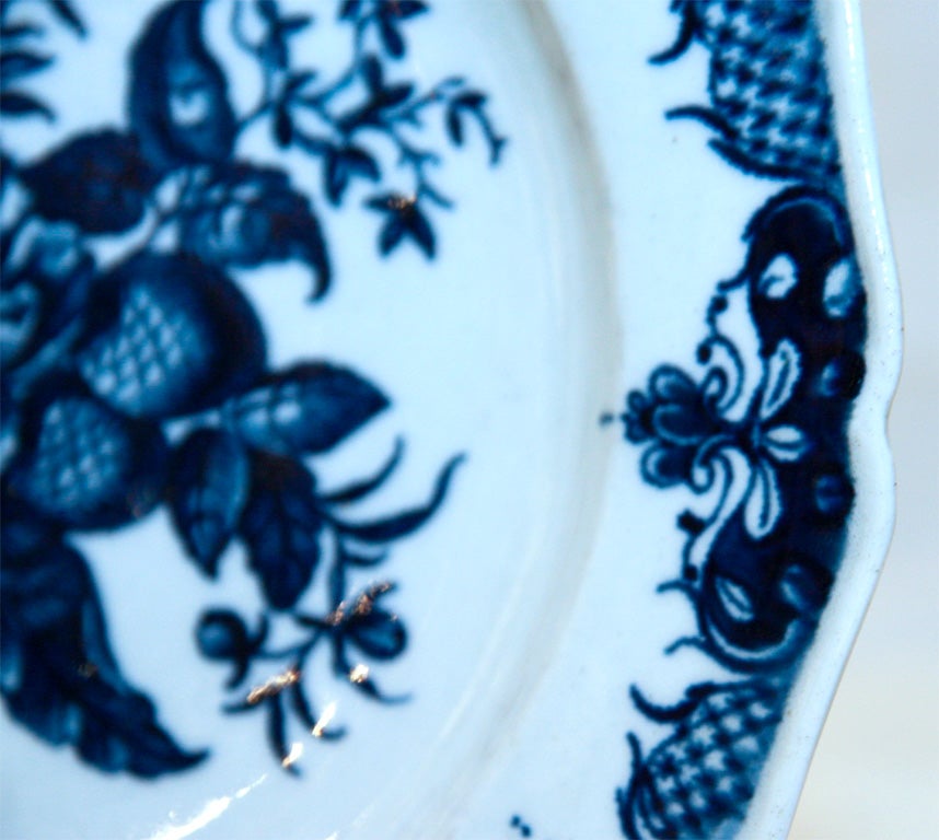 18th Century and Earlier A Set of 6 Blue and White Dr. Wall Worcester Plates