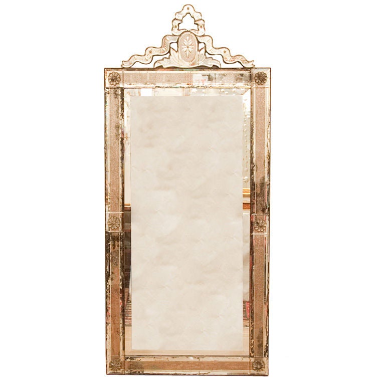French Mirror With Reverse Glass Frame