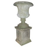 Large Cast Stone Campana Urn on Plinth