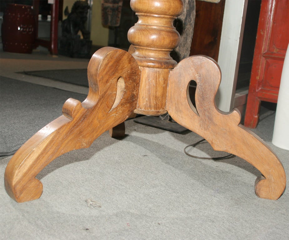 India antique English Colonial inlaid teak wood dinning table
