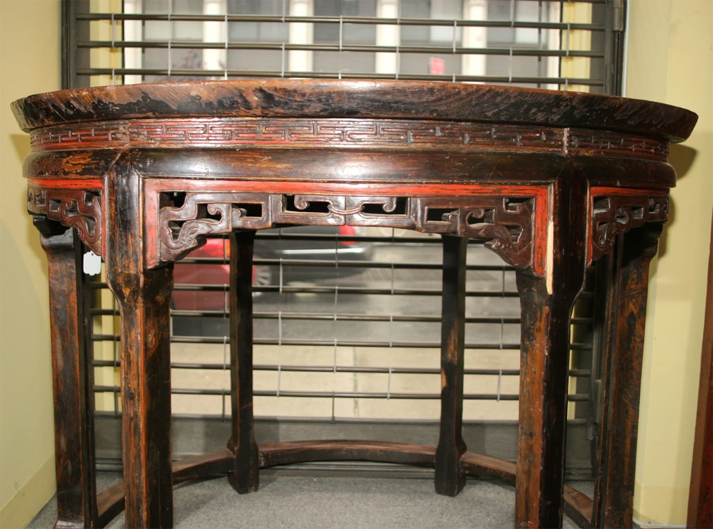 19th Century Fine Pair of Antique Chinese Demi Lune Console tables Ca 1830