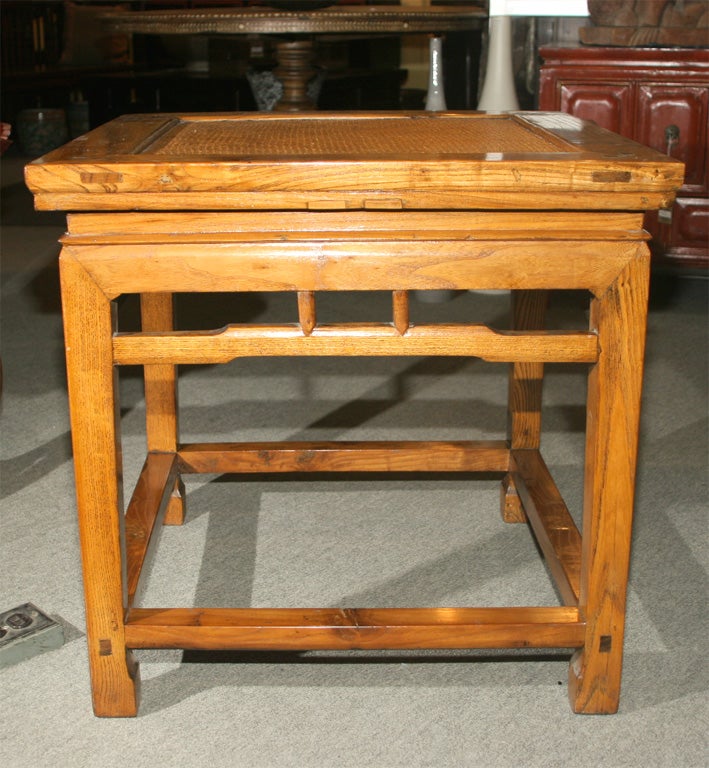 Antique Chinese elmwood occasional side bed table