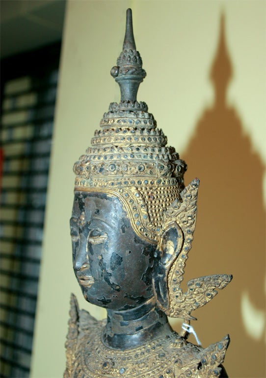 Ormolu Thailand large 18th century gilt bronze standing Buddha
