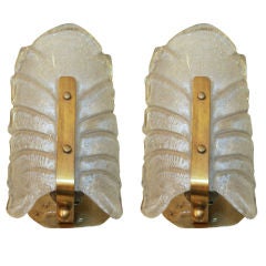 Pair of  Murano Glass and Brass Wall Sconces