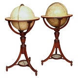 Pair of English Regency Standing Globes