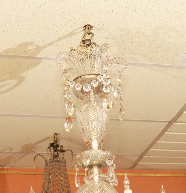 Georgian Baccarat type cut glass ten-light two-tier chandelier