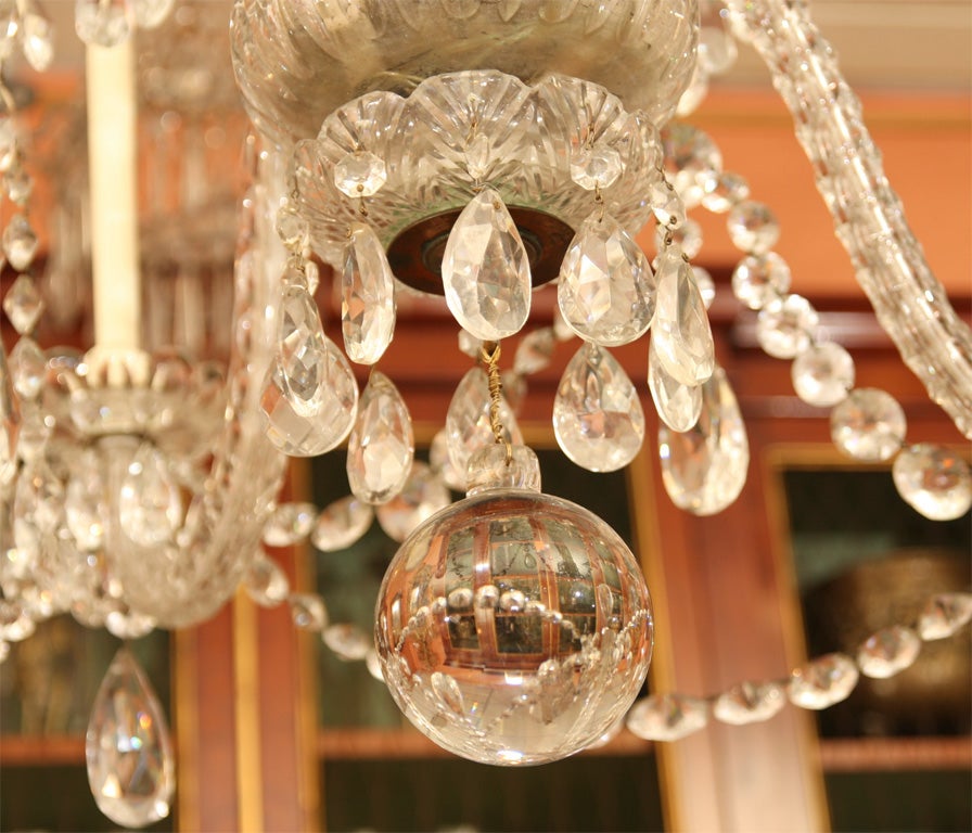 Baccarat Type Cut Glass Ten-Light Chandelier In Excellent Condition In Westwood, NJ