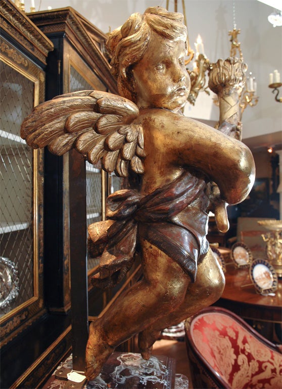 18th Century and Earlier carved wood angels