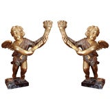 Antique carved wood angels