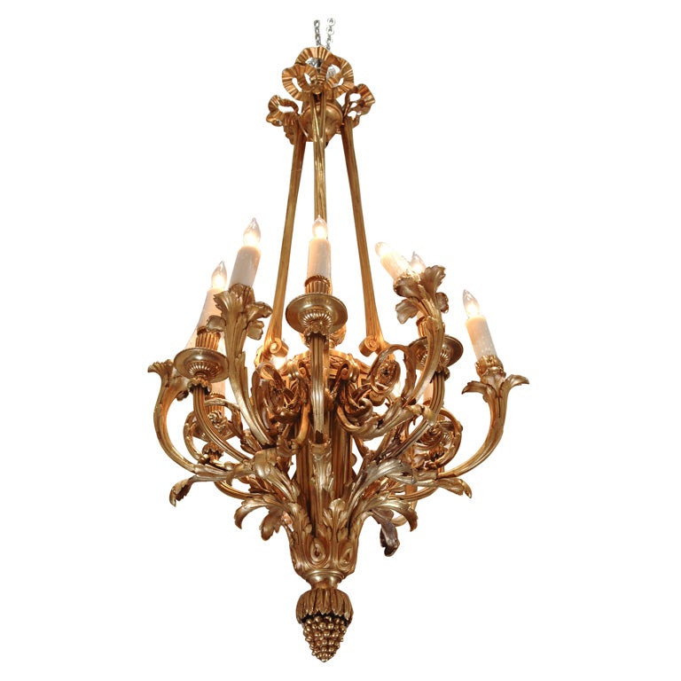 Large gilt bronze Chandelier For Sale at 1stdibs