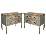 Pair 19th c. Egyptian-Revival Painted Commodes