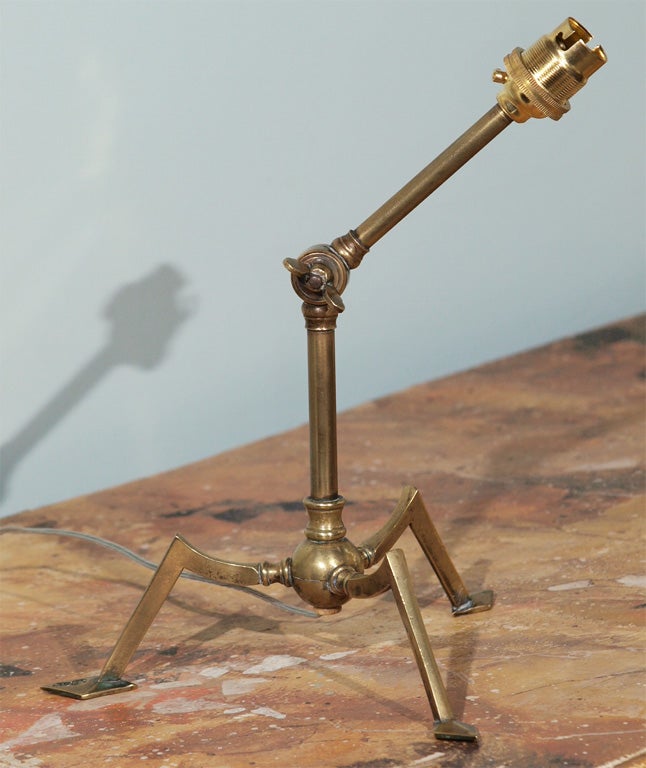 Unusual Pair of Adjustable Brass Table or Wall Lamps For Sale 1