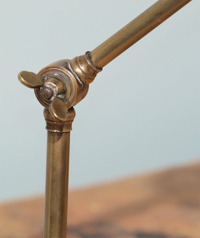 Unusual Pair of Adjustable Brass Table or Wall Lamps For Sale 2
