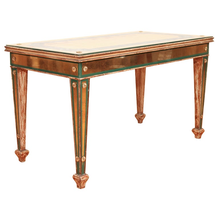 Lovely Jansen Cocktail Table with verre eglomise decoration For Sale