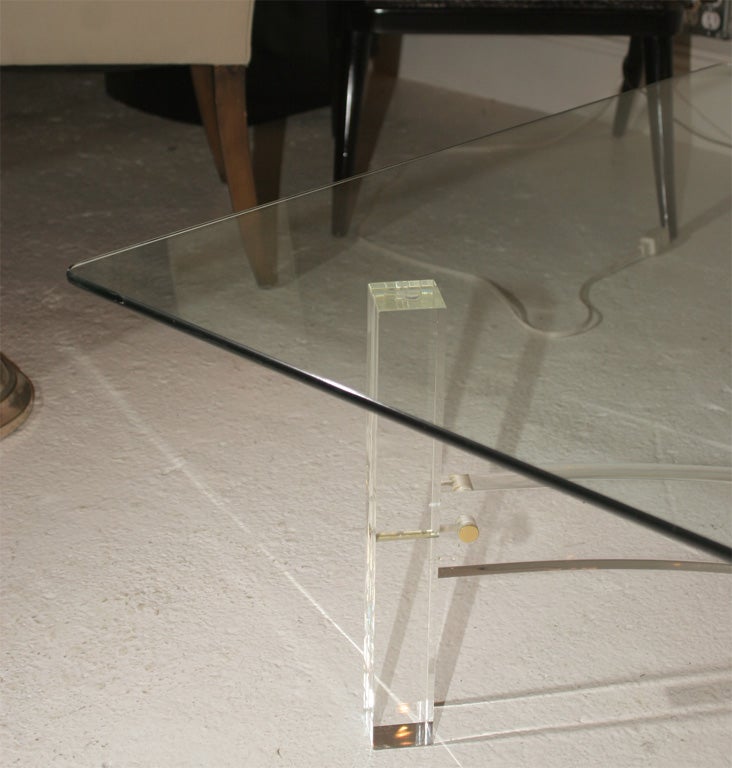 Lucite & Glass Coffee Table