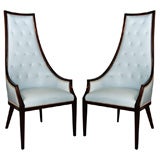 Pair of Parzinger Style High Back Chairs
