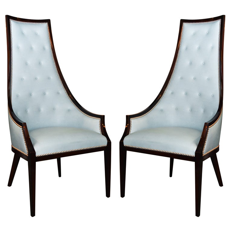 Pair of Parzinger Style High Back Chairs