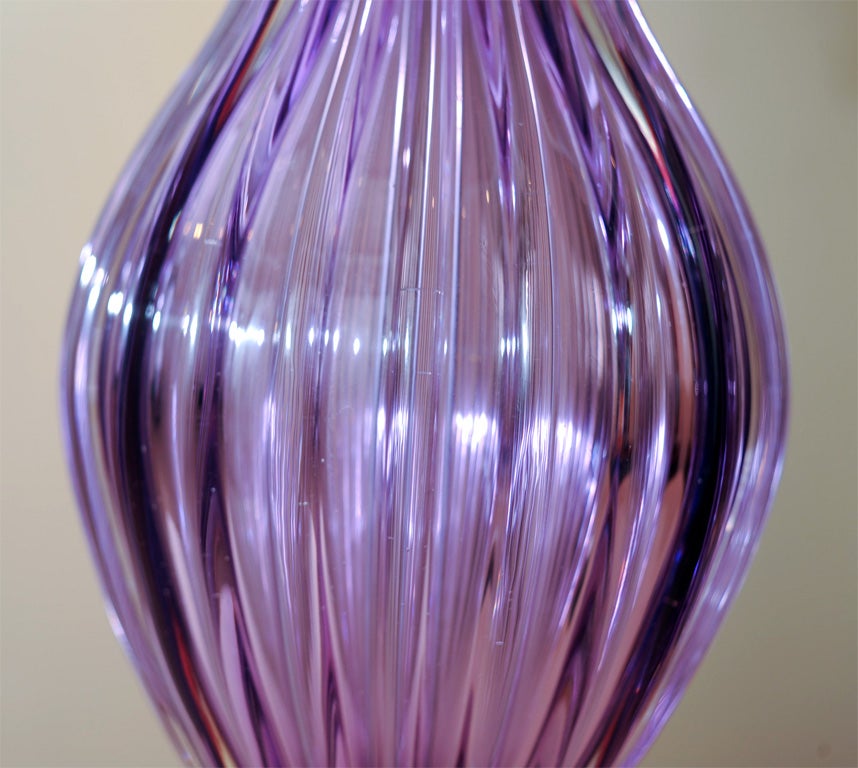 Italian Marbro Company Vintage Murano Lamps In Purple Venetian Glass