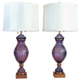 Marbro Company Vintage Murano Lamps In Purple Venetian Glass